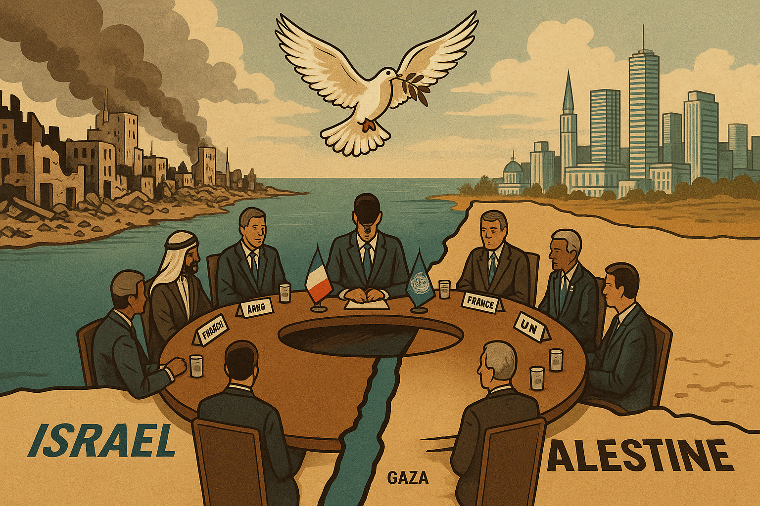 The arabian  League, together with France, is pushing for a two-state solution