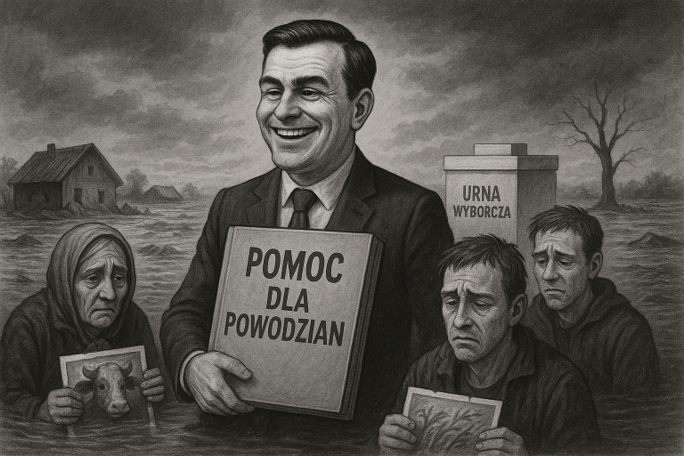 Z okazji niepewnego wyniku II tury władza przypomniała sobie o powodzianach: rozważa (!) pomoc
