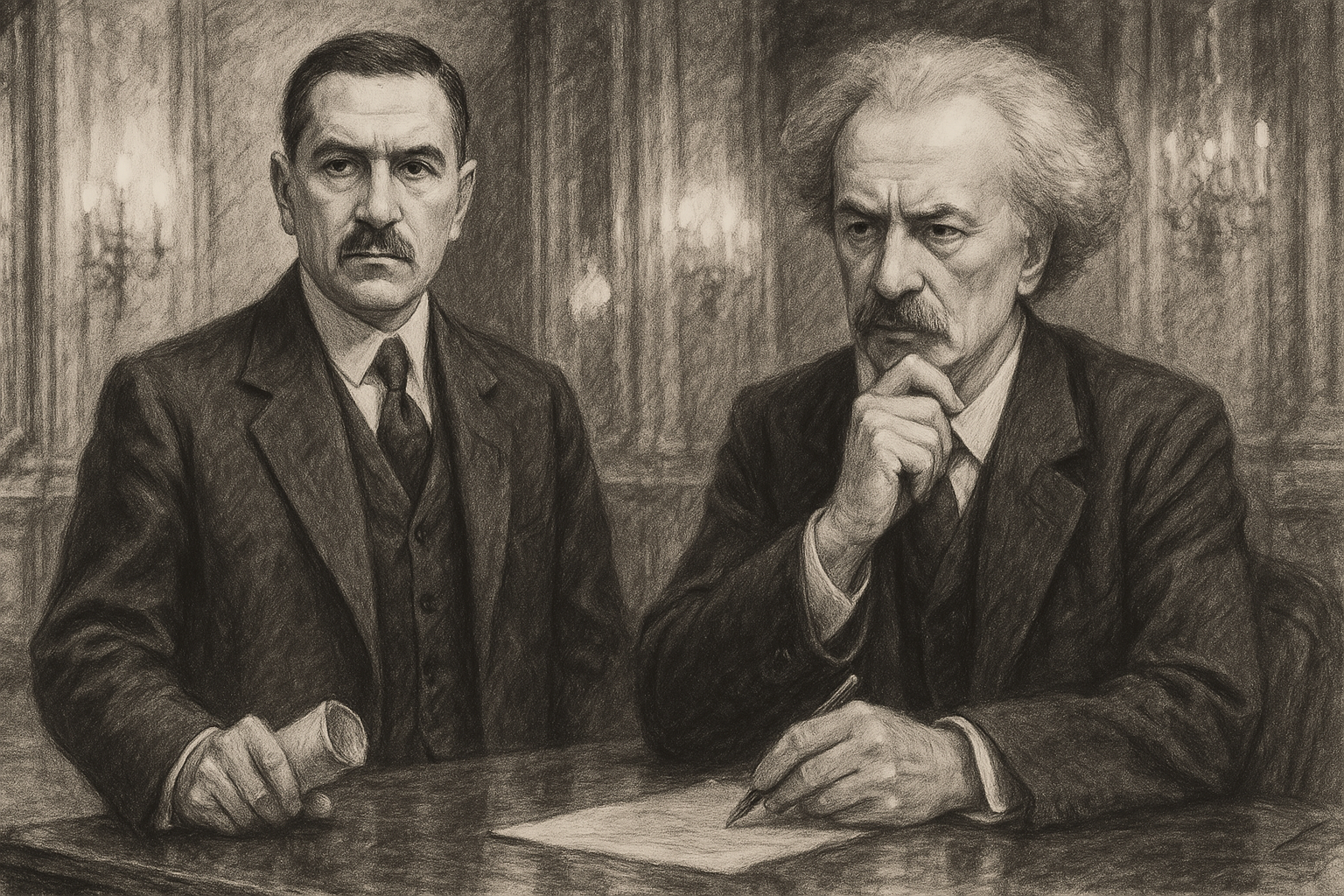 28 czerwca 1919 r. podpisano Traktat Wersalski. Polskę rezprezentowali Roman Dmowski i Ignacy Jan Paderewski