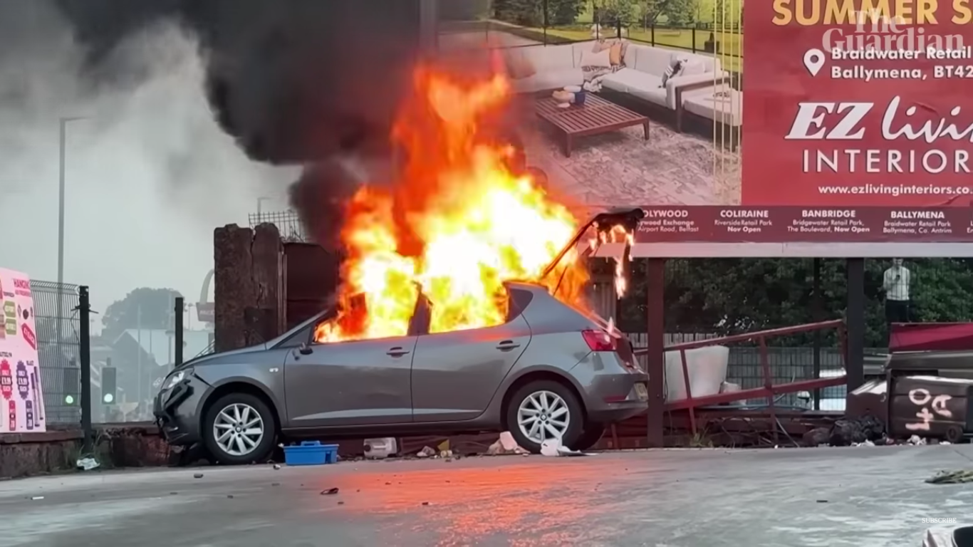 Third night of anti-immigrant riots in Ballymena, Northern Ireland