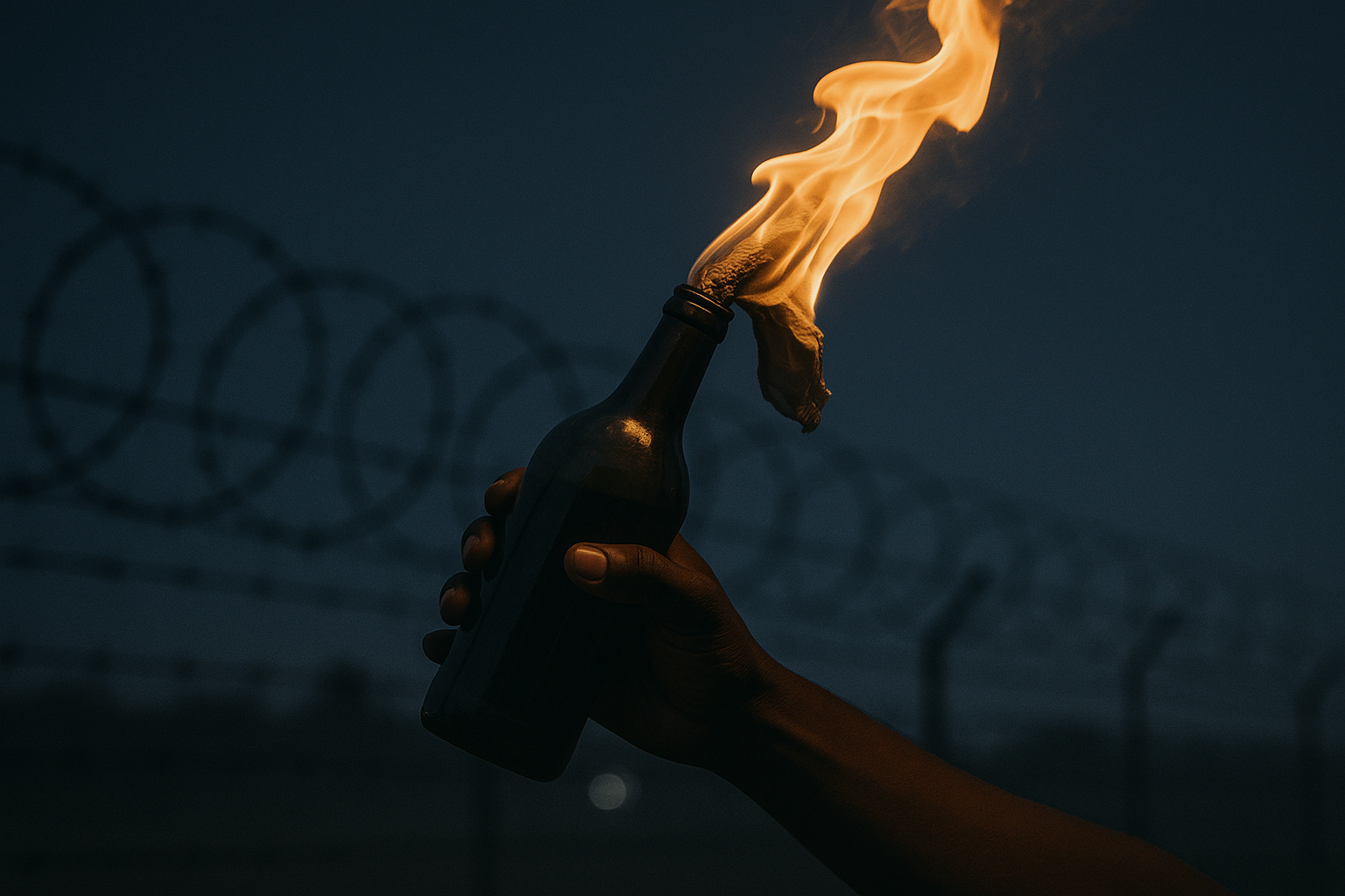 Migrants attacked the Border defender  and soldiers of the Polish Army with a Molotov cocktail