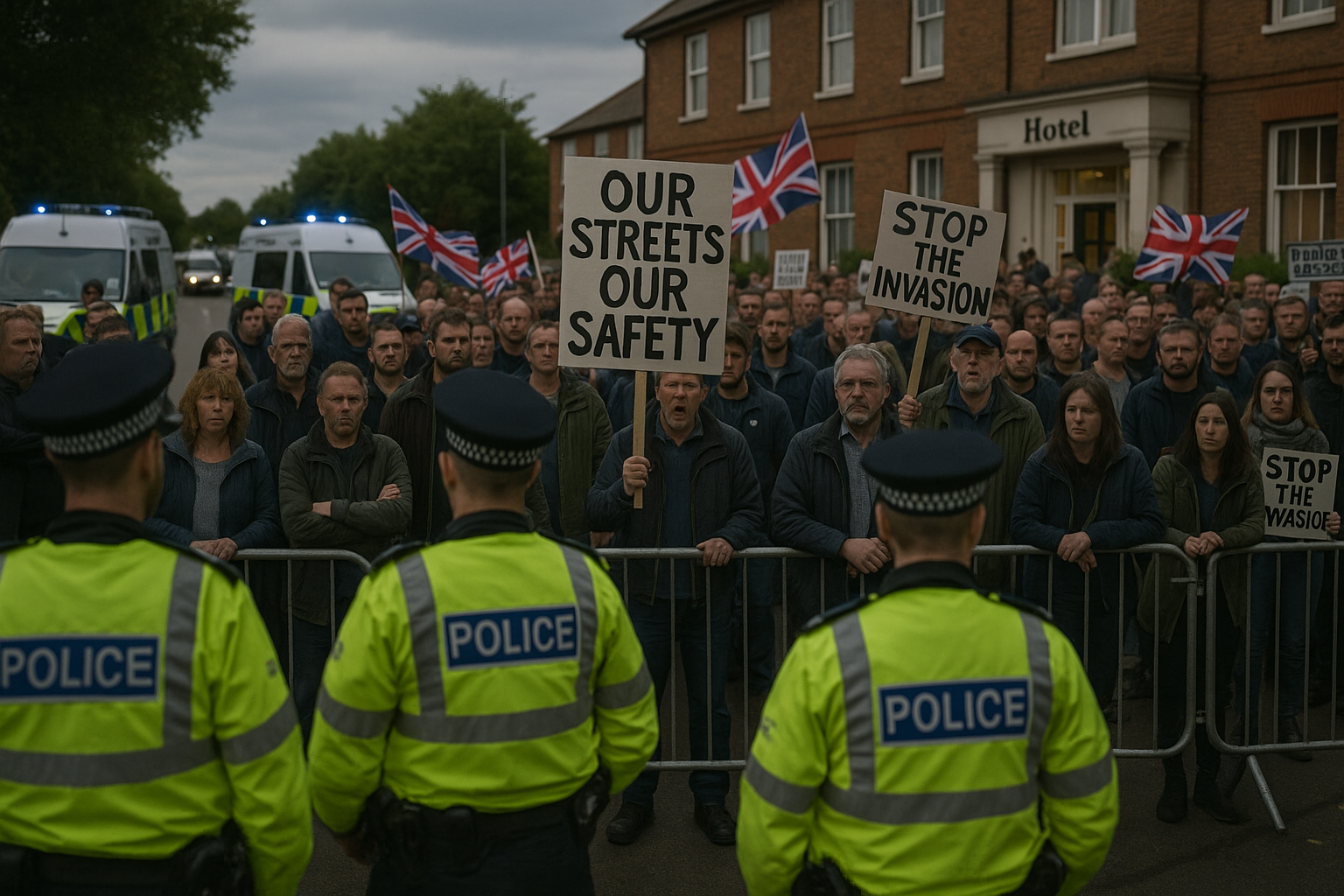 Presja ulicy rośnie. Angielska policja ugina się i wzywa rząd do ewakuacji migrantów z hotelu