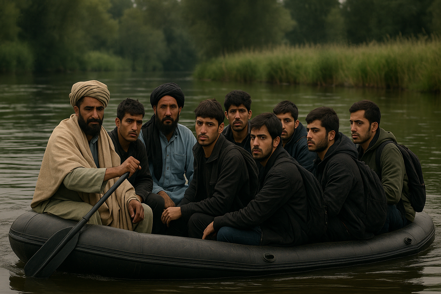 Grupa Afgańczyków przepłynęła na pontonie graniczną rzekę Bug