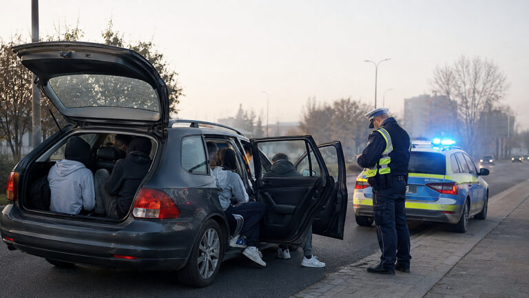 Katowice: osiem osób w Volkswagenie, dwie jechały w bagażniku