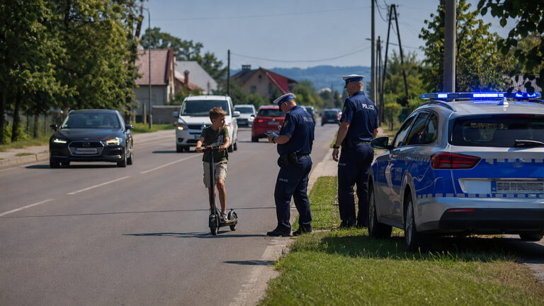 9-latek na hulajnodze wśród samochodów. Matka dostała 1000 zł mandatu
